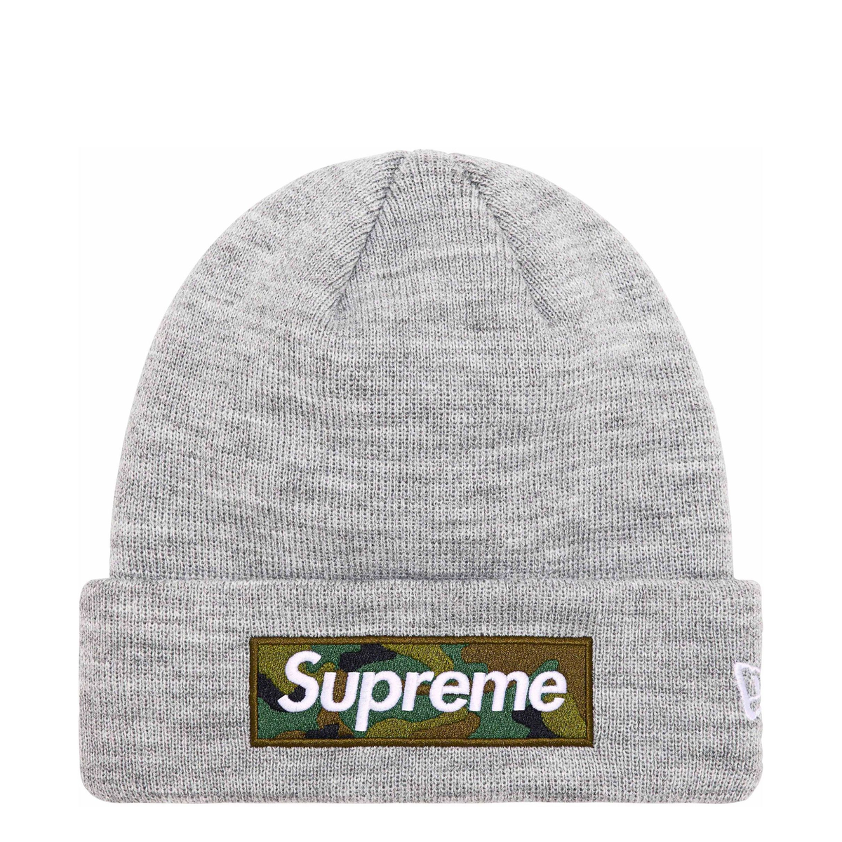 Supreme New Era Box Logo Beanie FW23 Heather Grey