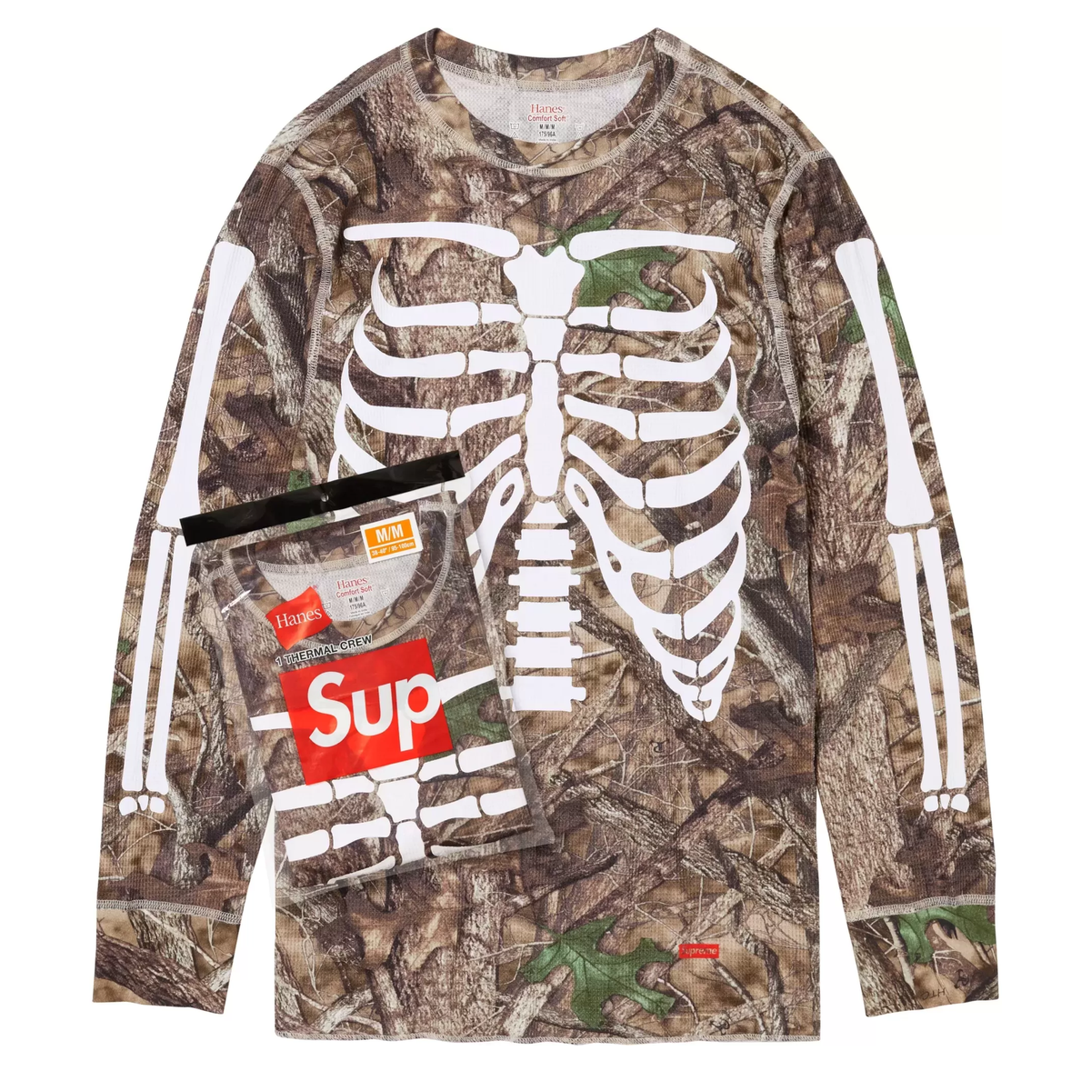 Supreme Hanes Bones Thermal Crew Woodland Camo