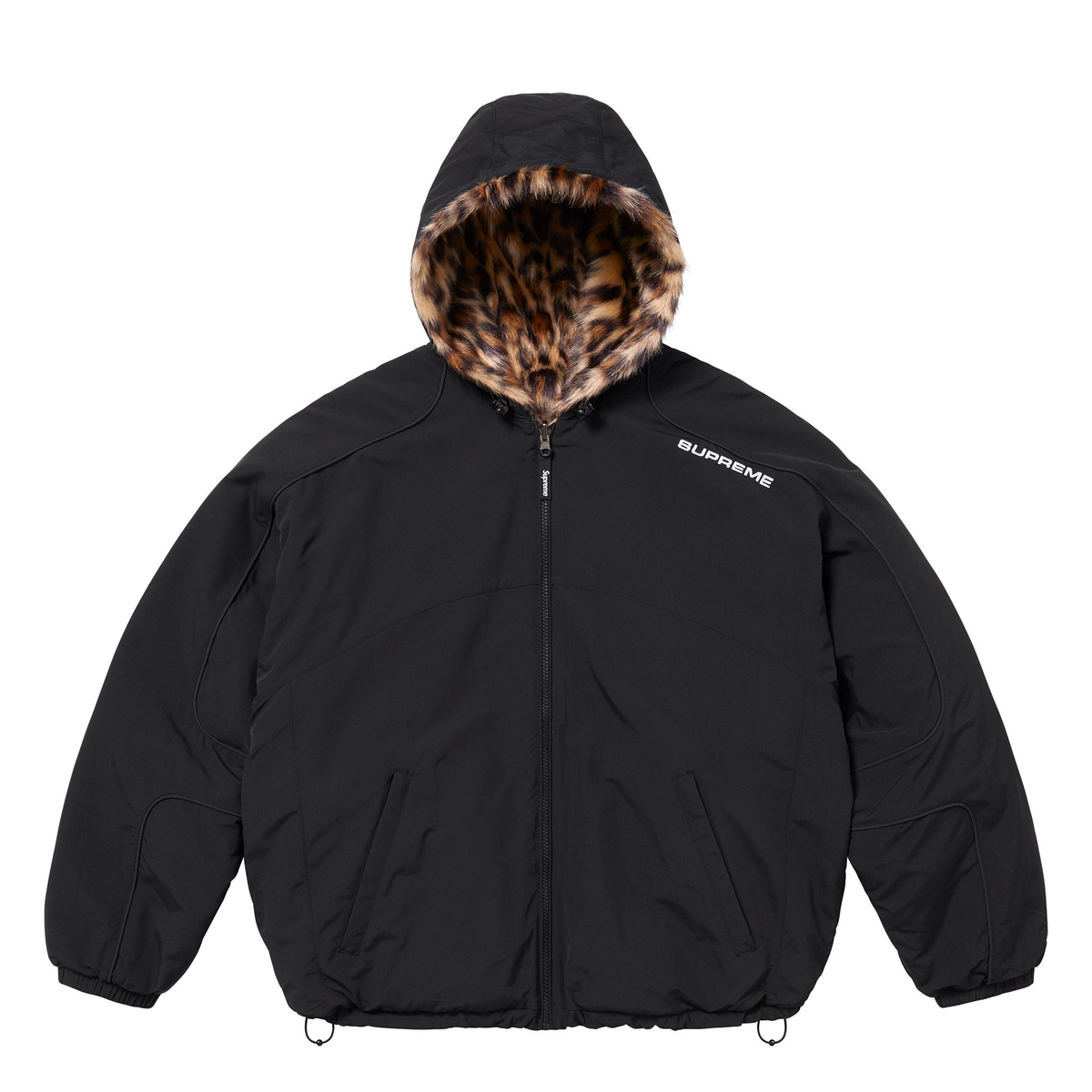 Supreme Faux Fur Reversible Hooded Track Jacket Black