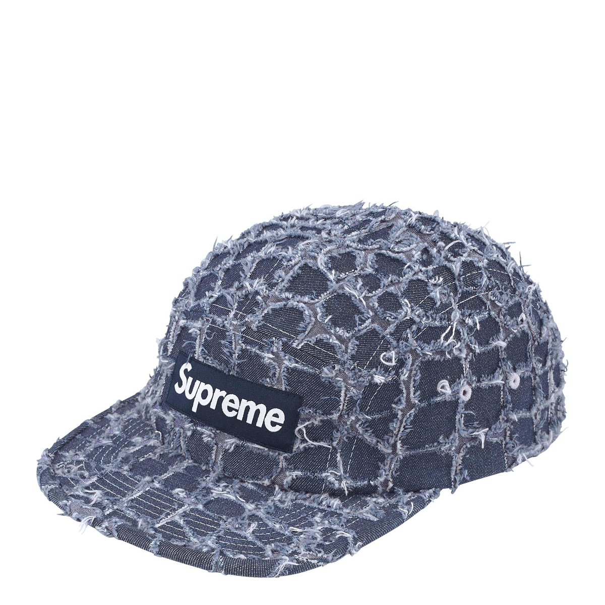 Supreme Frayed Croc Denim Camp Cap Navy