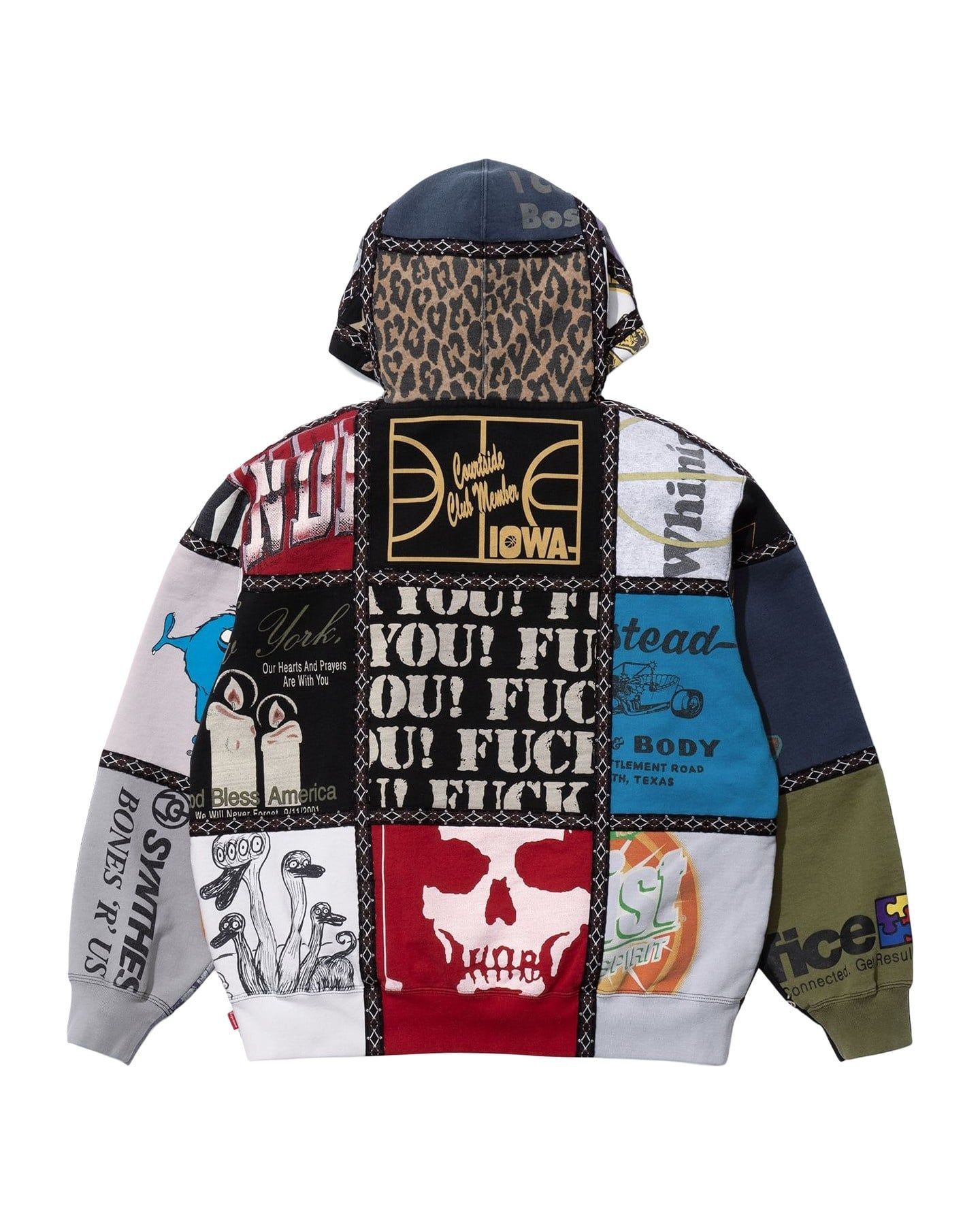 Supreme Number (N)ine Patchwork Zip Up Hooded Sweatshirt Multicolor
