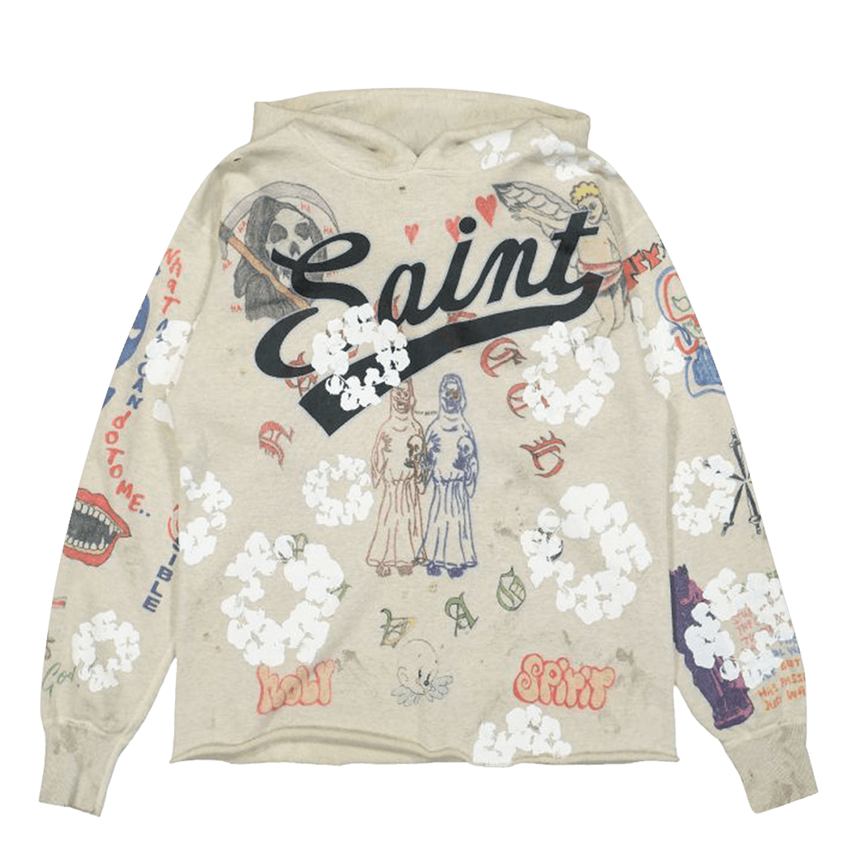 Saint Mxxxxxx × DENIM TEARS MURAL HOODIE Saint Mxxxxxx x Denim Tears Graffiti Hoodie Grey Men's - SS22 - US