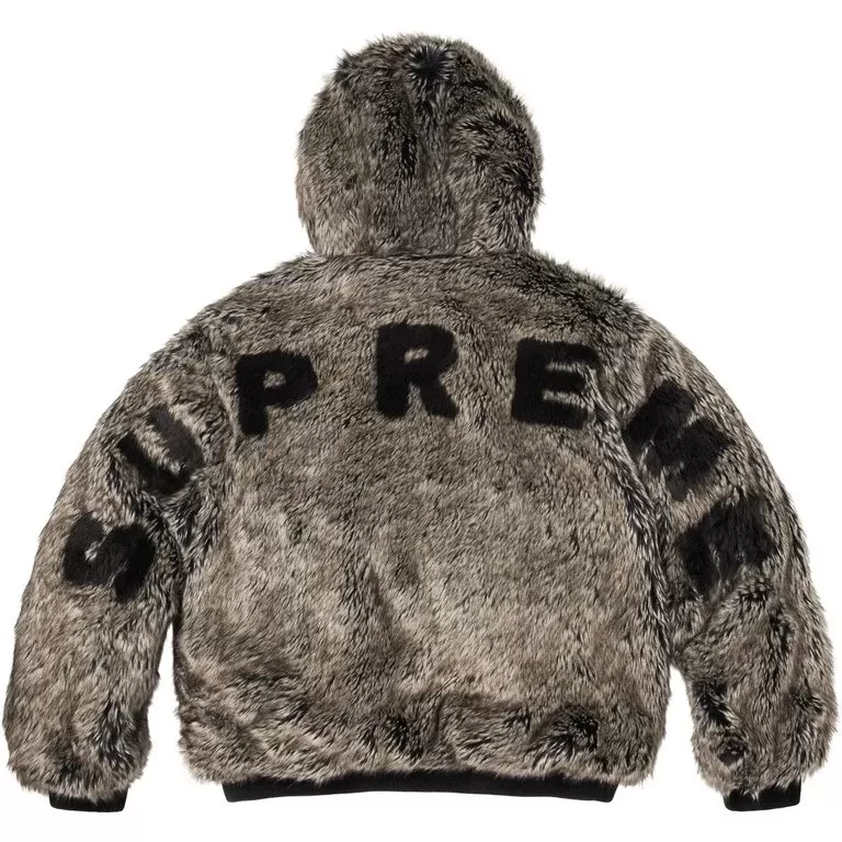 Supreme Reversible Faux Fur Hooded Work Jacket Black