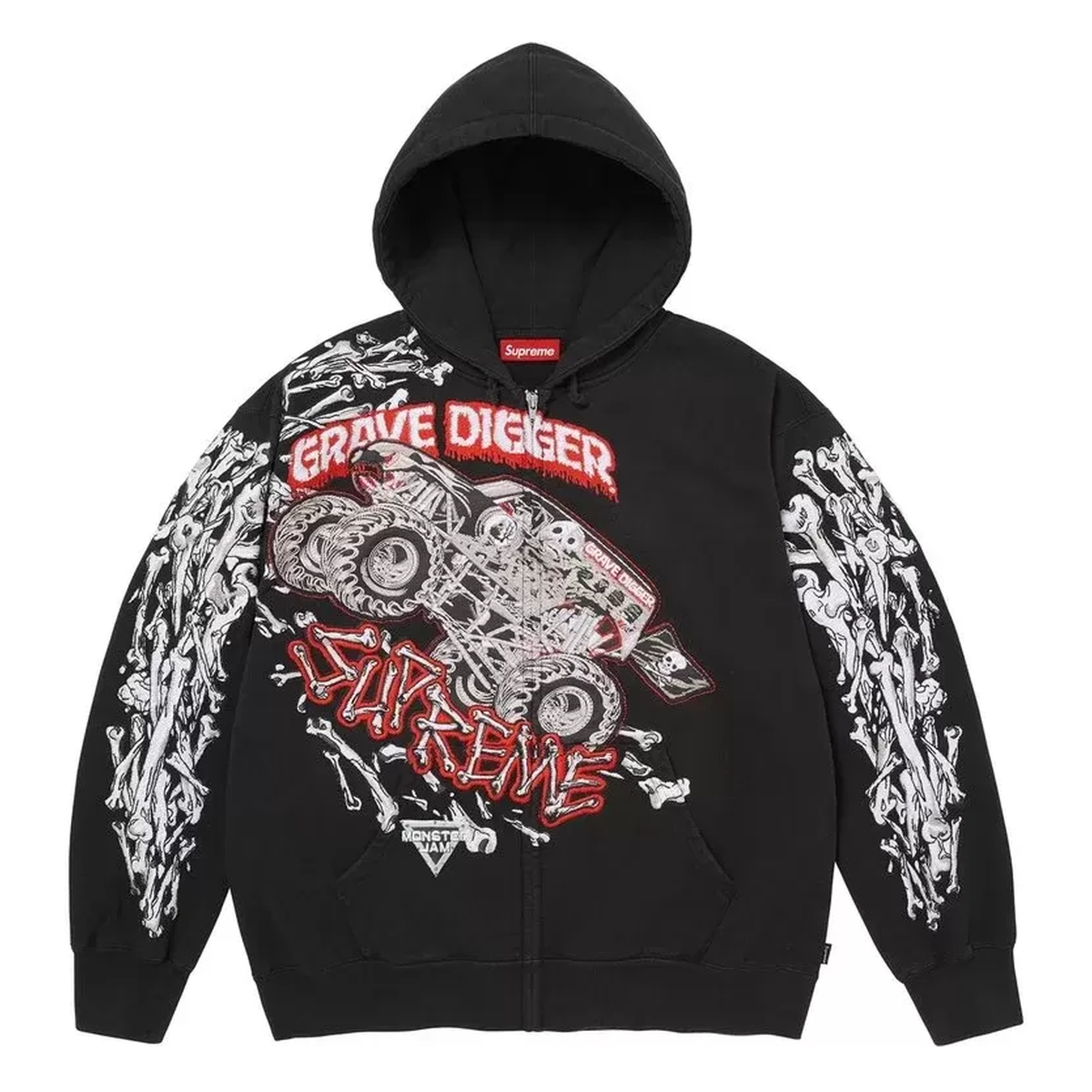 Supreme Grave Digger Bones Zip Up Hooded Sweatshirt