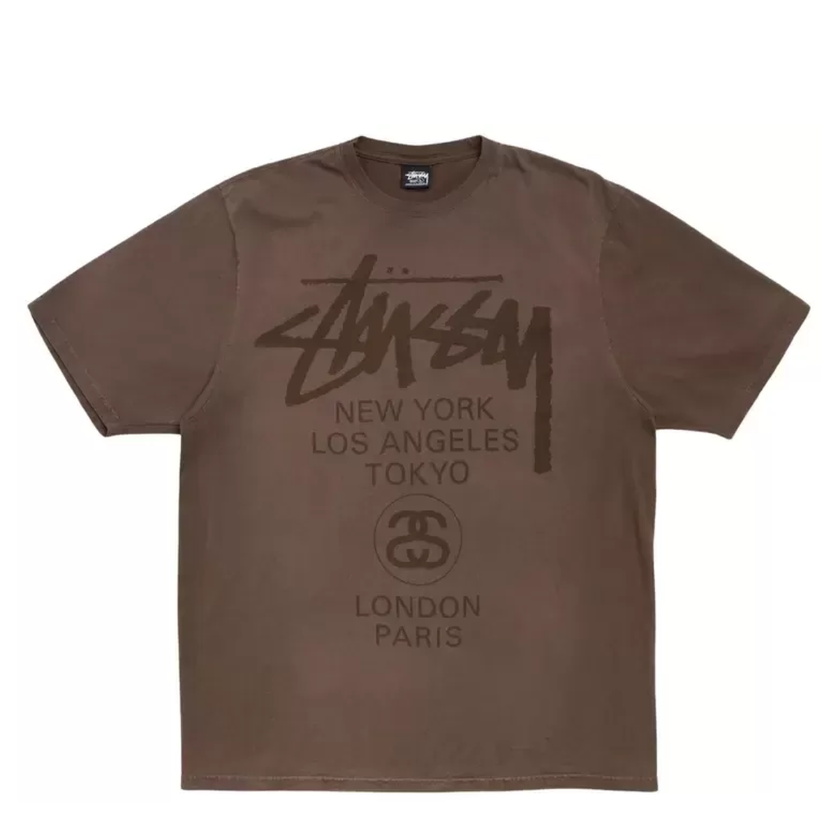 Stussy World Tour Sun Faded Tee Brown